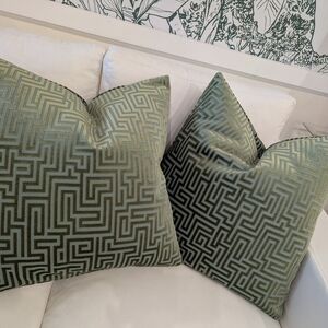 Green Geometric Throw Pillows